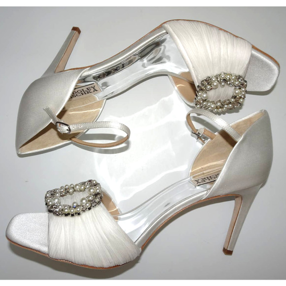 Badgley Mischka Women's Nina Heeled Sandal 11 White Satin - Picture 3 of 15